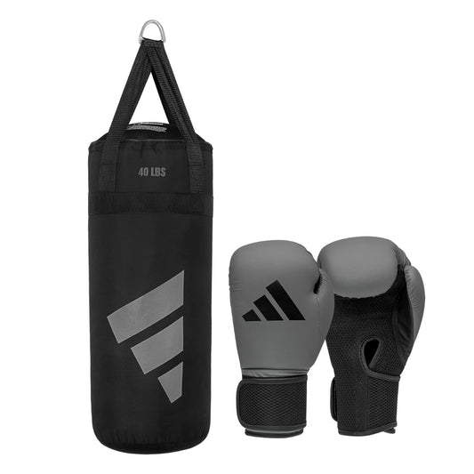 Bokszak Set Adidas voor Kinderen Grijs/Zwart 10 Oz - 20 Kg