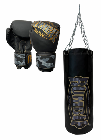 Rumble Bokszak Camo Set voor Kinderen Zwart/Goud
