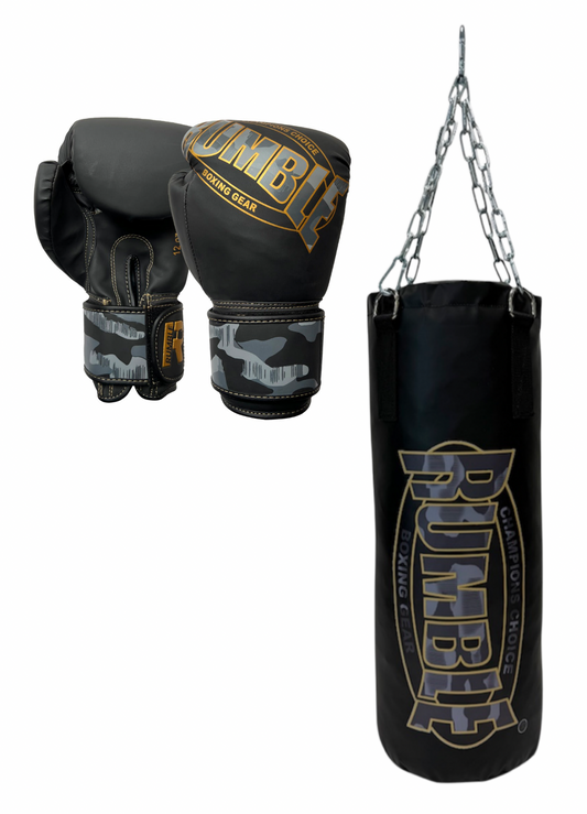 Rumble Bokszak Camo Set voor Kinderen Zwart/Goud