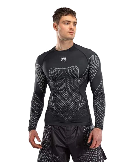 Venum Midnight Fury Long Sleeve Rashguard Black/Grey/Silver