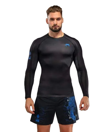 Venum Thunder Dragon Long Sleeve Rashguard Zwart/Blauw