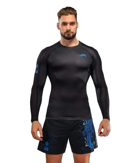 Venum Thunder Dragon Long Sleeve Rashguard Black/Royal Blue