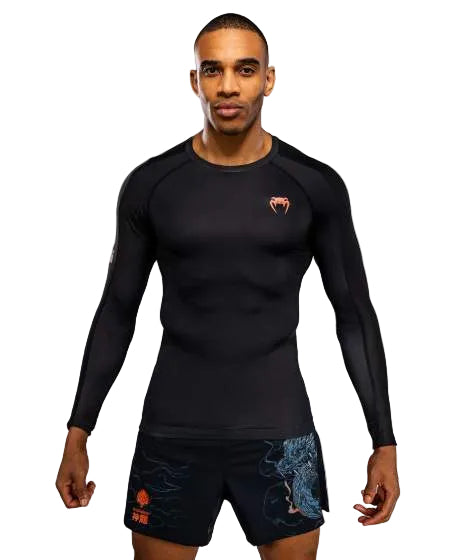 Venum Thunder Dragon Long Sleeve Rashguard Black/Grey/Copper