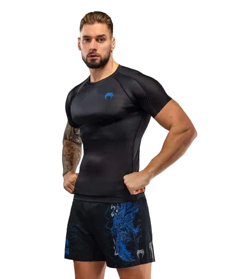 Venum Thunder Dragon Short Sleeve Rashguard Zwart/Blauw