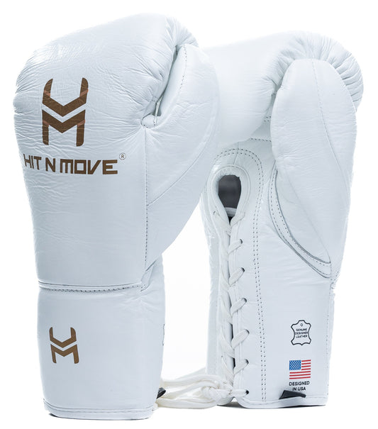 Hit N Move Bokshandschoenen Pro Fight Lace Wit