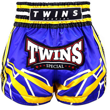 Kickboksshort Twins TTBL Racing Blauw/Geel