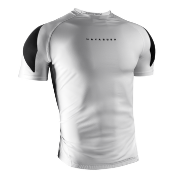 Hayabusa Men's Pro Ranked Rashguard Short Sleeve Wit