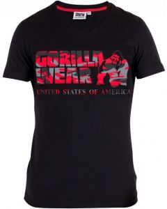 Gorilla Wear Sacramento V-Neck T-Shirt - Black/Red