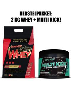 Powerpakket Stacker 100% whey 2kg + Stacker Multi Kick